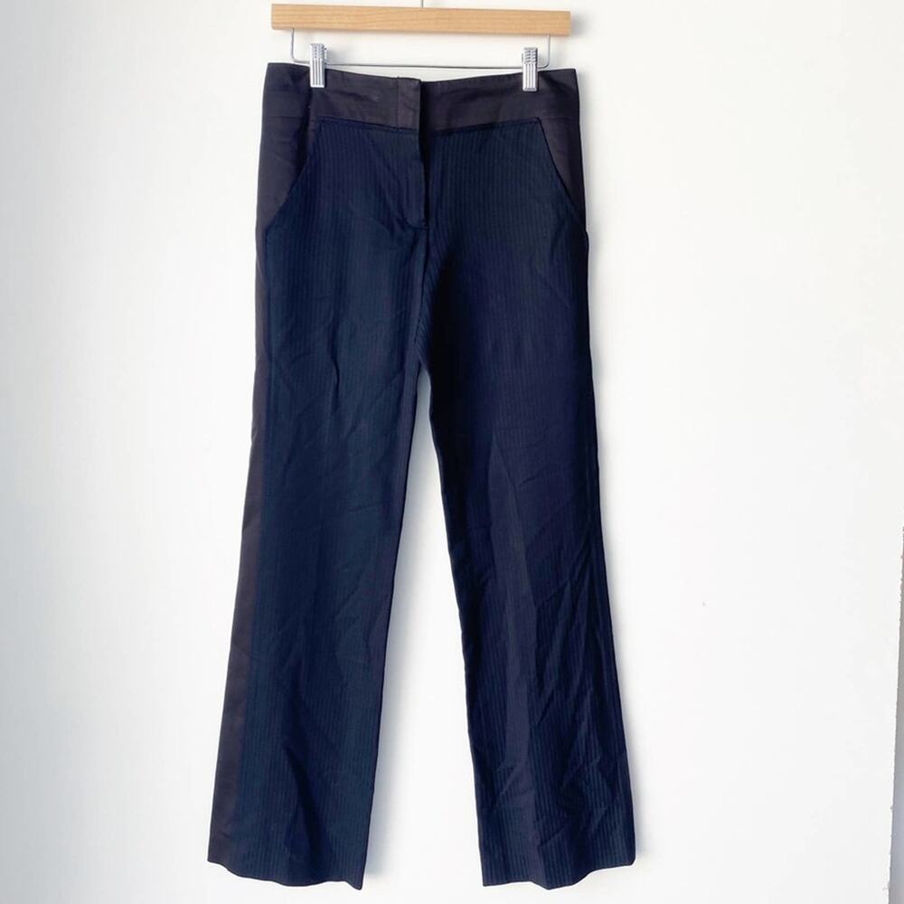 BCBG Max Azria Black Satin Stripe Trouser Pants